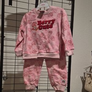 Pink "Berry Cute" Toddler Sweatshirt & Joggers Set